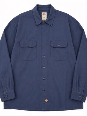 Dickies Men’s XL Navy Blue Long Sleeve Work Shirt Oversized Workwear